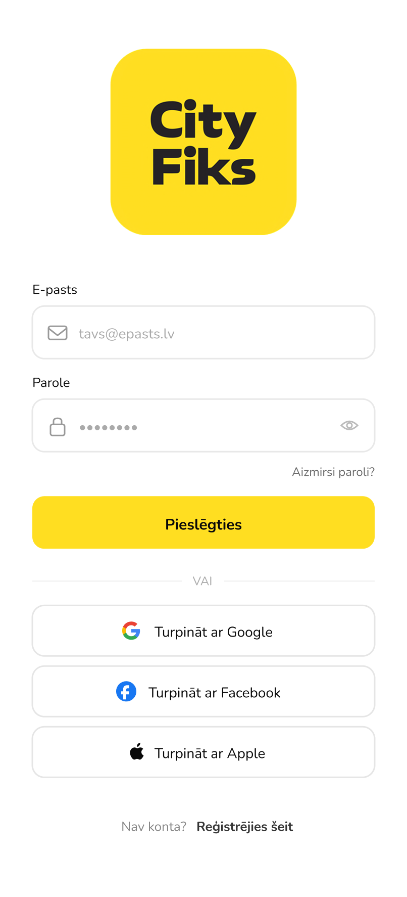 CityFiks - Registration Form