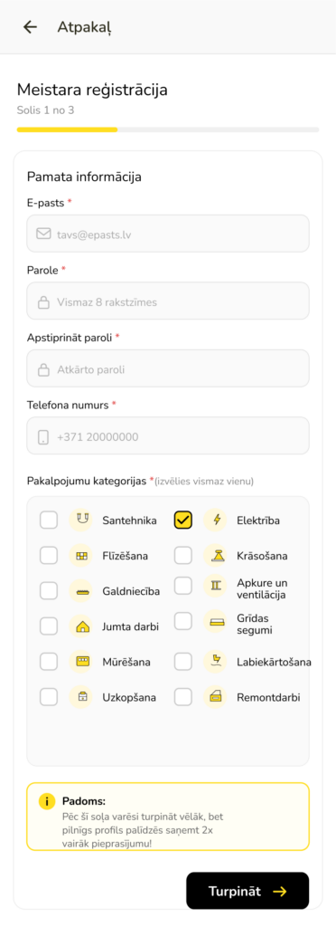 CityFiks - Technician Registration, Step 2